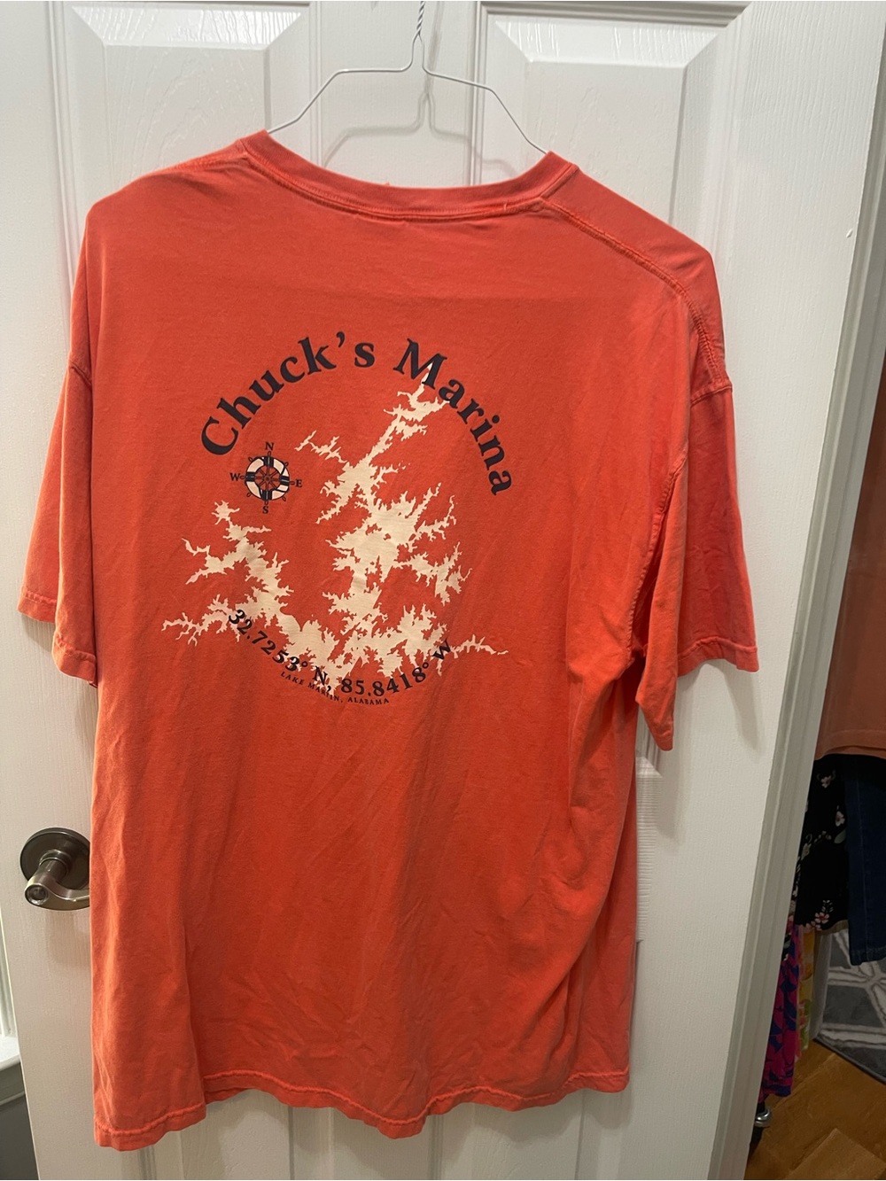 Comfort Colors Coral Pocket Tee in Vibrant Coral